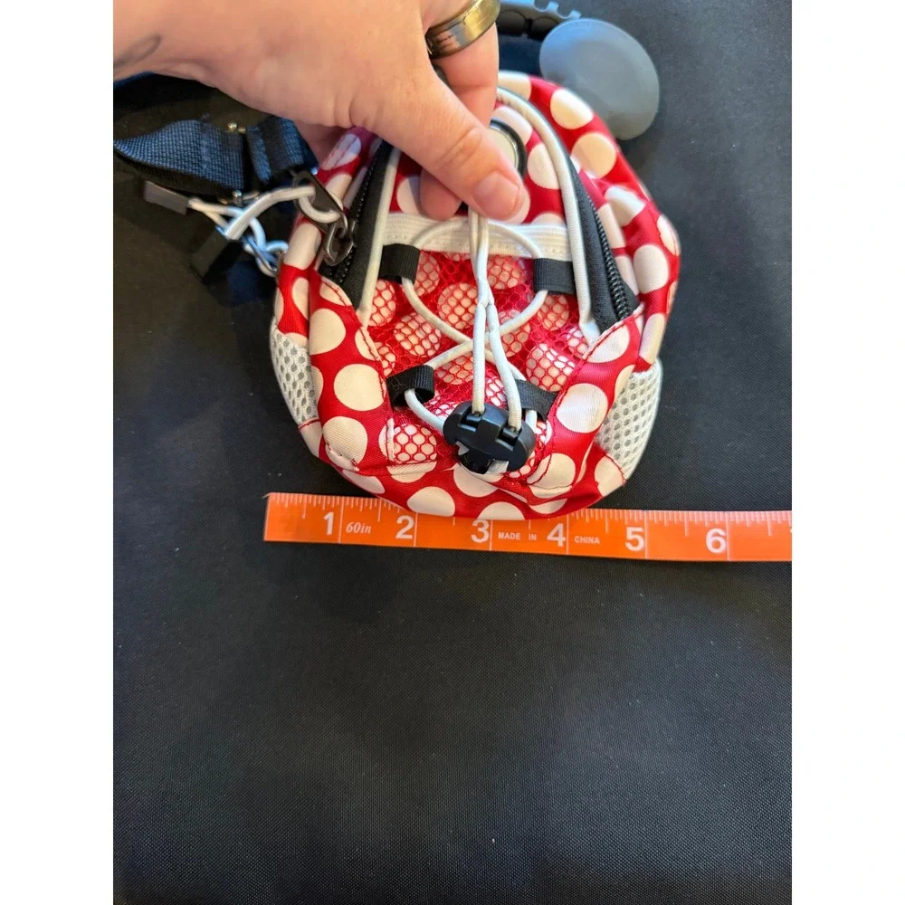 Disney Minnie Mouse Polka Dot Mini Backpack Crossbody Bag Red White Golfing Tag
